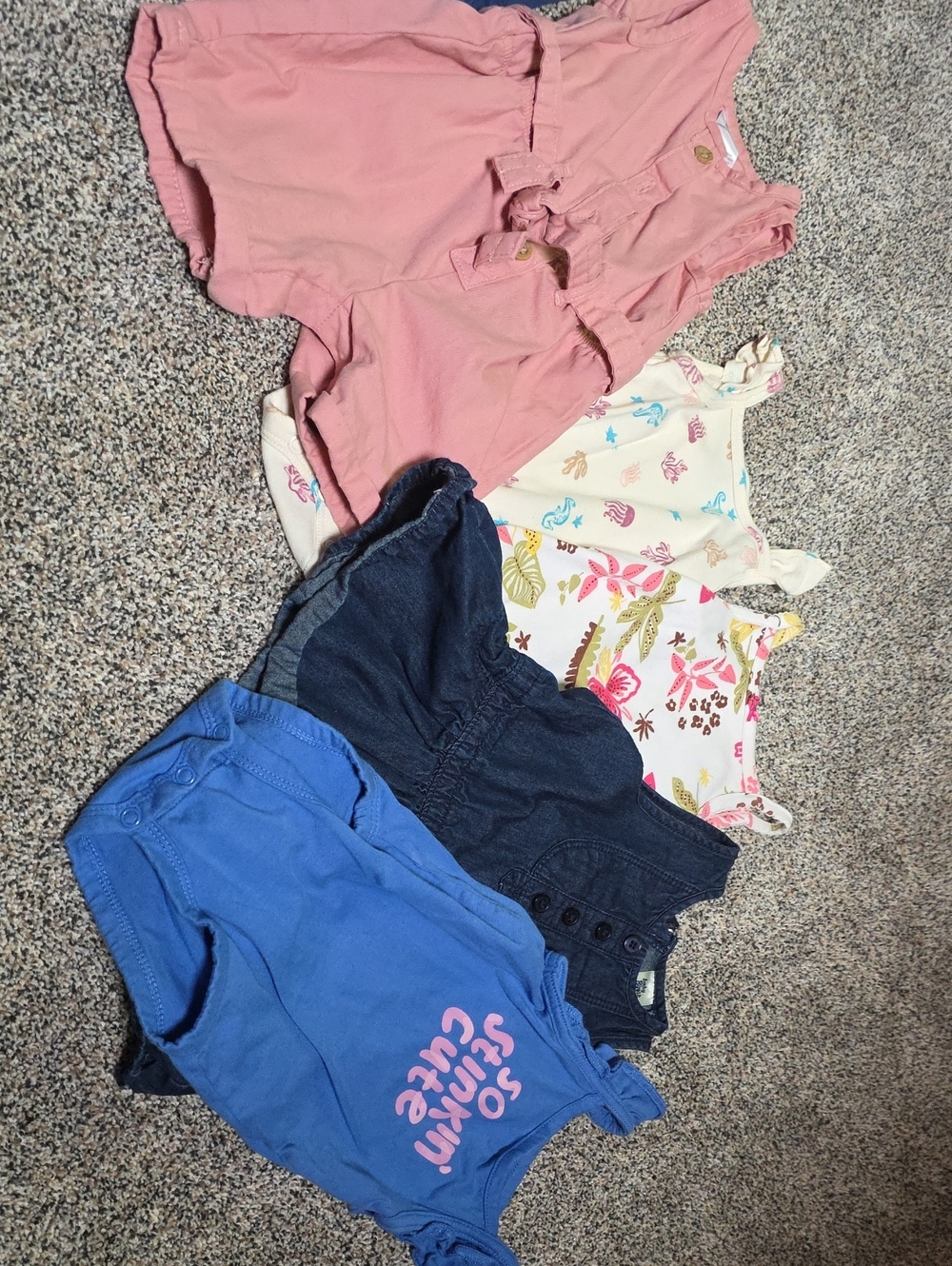 Carter's Mixed Lot Tanks And Rompers One Baby Bgosh Jean Dress